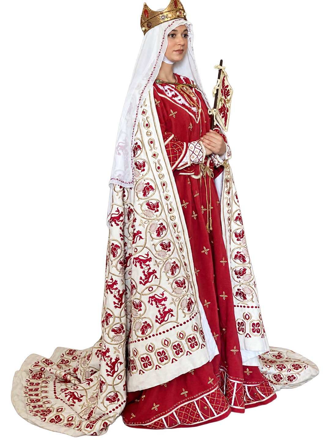 Dama del Rione Pedicino in abito storico bianco e rosso